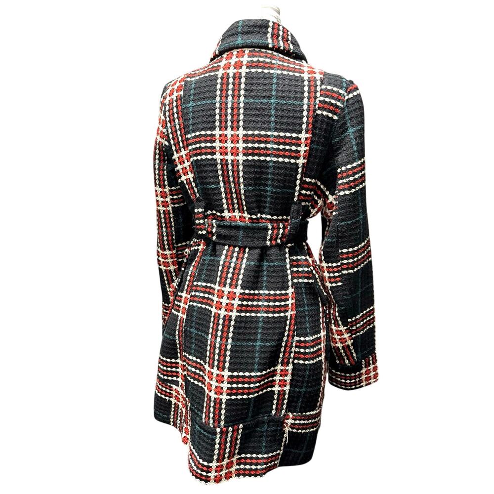 Y2K Route 21 retro sz M chunky knit peacoat plaid Academia wool blend preppy - Picture 2 of 9
